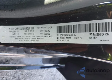 2015 Chrysler 200 Limited z USA, uszkodzony, nr VIN 1C3CCCAB7FN568185